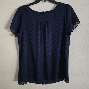 Maeve Navy Blue Textured Blouse